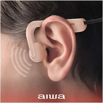 Aiwa Bone Conducting Wireless Headphones - Open-Ear Wireless Bluetooth 5.0 Sports Headphones, 6 Hours Playtime, IPX5 Waterproof Earphones for Gym, Running, Hiking, and Cycling, Pink