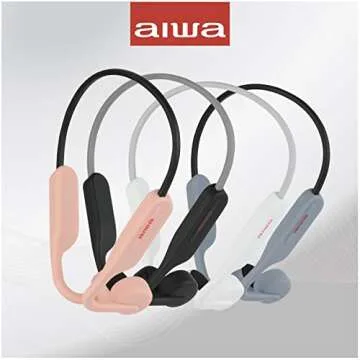 Aiwa Bone Conducting Wireless Headphones - Open-Ear Wireless Bluetooth 5.0 Sports Headphones, 6 Hours Playtime, IPX5 Waterproof Earphones for Gym, Running, Hiking, and Cycling, Pink