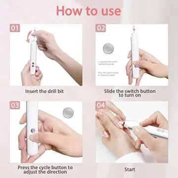 Rechargeable Nail Drill Machine, 33-piece Professional Manicure Pedicure Kit, Electric Nail File Set with 12pcs Bits and 18 Sand Bands, Nails Care Kits, Manicure Pedicure Tools (White)