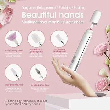 Rechargeable Nail Drill Machine, 33-piece Professional Manicure Pedicure Kit, Electric Nail File Set with 12pcs Bits and 18 Sand Bands, Nails Care Kits, Manicure Pedicure Tools (White)