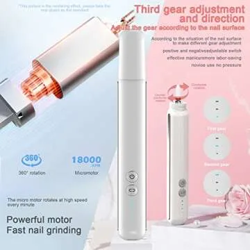 Rechargeable Nail Drill Machine, 33-piece Professional Manicure Pedicure Kit, Electric Nail File Set with 12pcs Bits and 18 Sand Bands, Nails Care Kits, Manicure Pedicure Tools (White)