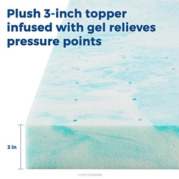 LINENSPA Gel Swirl Memory Foam Mattress Topper 3 Inch