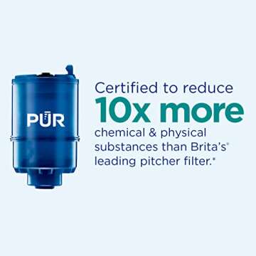 PUR PLUS Vertical Faucet Mount Water Filtration System with 3-in-1 Lead Reducing Filter for Great-Ta...