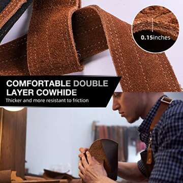 M MANUEKLEAR Weightlifting Wrist Straps with Cushion Wrist Loop,Leather Weight Lifting Wrist Straps for Deadlifts, Powerlifting, Heavy Shrug for Men/Women