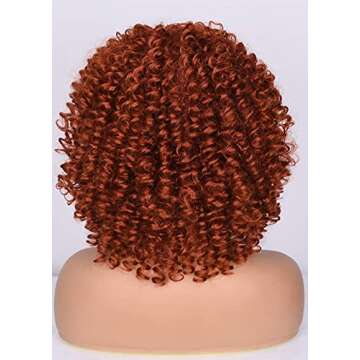 ANNIVIA Curly Afro Wig with Bangs Short Kinky Curly Wigs for Black Women Synthetic Fiber Soft Hair S...