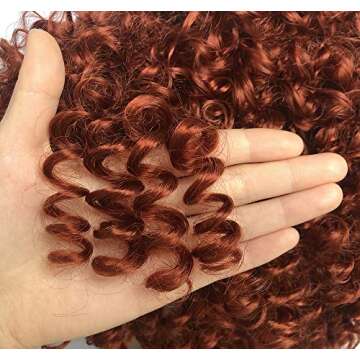 ANNIVIA Curly Afro Wig with Bangs Short Kinky Curly Wigs for Black Women Synthetic Fiber Soft Hair Short Curly Afro Wig (Orange)