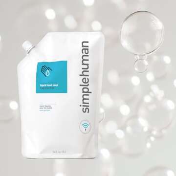 simplehuman Fragrance Free Moisturizing Liquid Hand Soap Refill Pouch, 34 Fl. Oz. (Pack of 3)