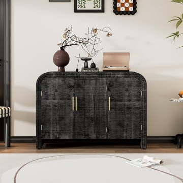 Elefesign Retro Minimalist Curved Sideboard - Elegant Storage Solution