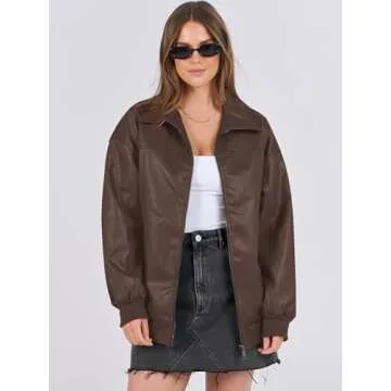 Stylish ANRABESS Oversized Leather Jacket for Women