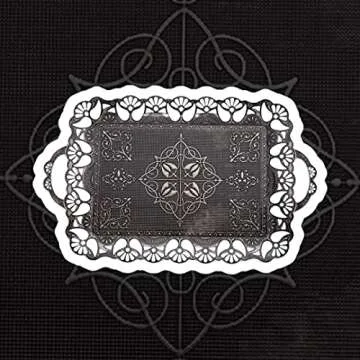 Alisveristime Handcrafted Large Turkish Ottoman Serving Tray with Floral Edges and Handles, Made from Zamac, Multi-Color Options (18.9" L x 12" W x 0.78" H) (Antique Black)