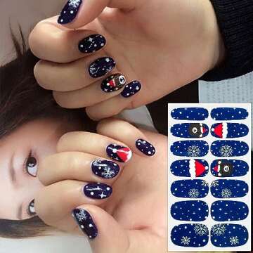 SILPECWEE 6 Sheets Christmas Nail Polish Strips for Women Full Nail Wraps Self Adhesive Nail Polish ...
