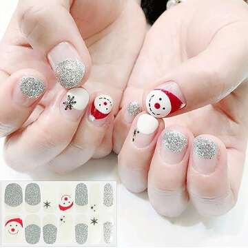 SILPECWEE 6 Sheets Christmas Nail Polish Strips for Women Full Nail Wraps Self Adhesive Nail Polish Stickers Nail Art Accessories Fingernails Manicure Stickers with Nail File