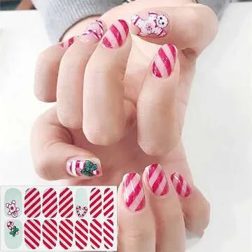SILPECWEE 6 Sheets Christmas Nail Polish Strips for Women Full Nail Wraps Self Adhesive Nail Polish Stickers Nail Art Accessories Fingernails Manicure Stickers with Nail File