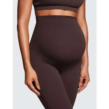 CRZ YOGA Womens Butterluxe Maternity Leggings Over The Belly 25" - Buttery Soft Workout Activewear Yoga Pregnancy Pants Hot Fudge Brown Medium