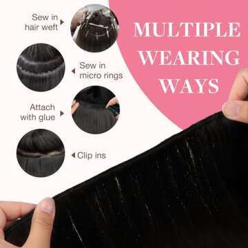 GOO GOO Sew in Hair Extensions Real Human Hair, Weft Hair Extensions Human Hair, 2 Dark Brown 22inch 110g, Weft Bundles Straight Silky Remy Hair