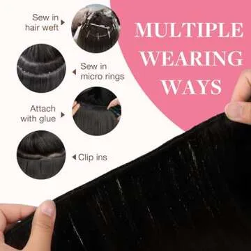 GOO GOO Sew in Hair Extensions Real Human Hair, Weft Hair Extensions Human Hair, 2 Dark Brown 22inch 110g, Weft Bundles Straight Silky Remy Hair