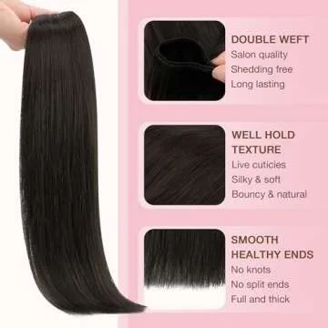 GOO GOO Sew in Hair Extensions Real Human Hair, Weft Hair Extensions Human Hair, 2 Dark Brown 22inch 110g, Weft Bundles Straight Silky Remy Hair