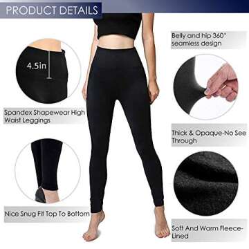 Diravo Fleece Lined Leggings Womens Fashion High Waist Tummy Control Leggings for Women Winter Warm ...