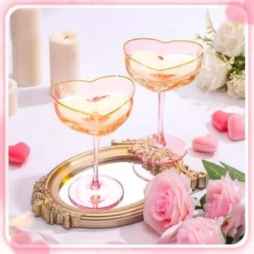 Didaey Valentine's Heart Shaped Champagne Flutes for Celebrations