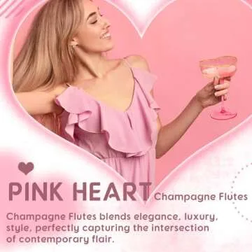 Didaey Valentine's Heart Shaped Champagne Flutes for Celebrations