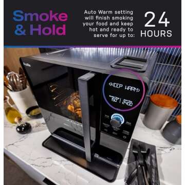 GE Profile™ Smart Indoor Pellet Smoker, with Active Smoke Filtration, 5 Smoke Control Settings, WiFi Connected, Electric, Countertop BBQ Appliance, Black