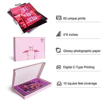 Wall Collage Kit 60 Set by Aesthetic Atmosphere for Wall Aesthetic | 4x6 inch Neon Pink Pictures for...