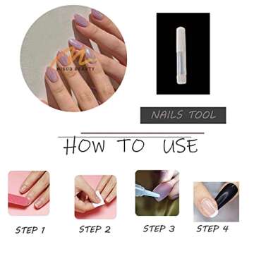 MISUD Press on Nails Medium Almond Fake Nails Glossy Glue on Nails Chrome Acrylic Nails Pearl Flash Stiletto Artificial Nails Purple Aurora Stick on False Nails with Design 24 pcs
