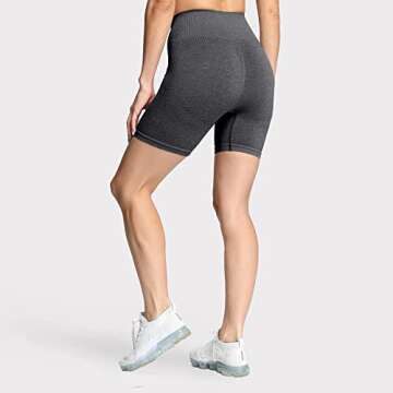 Aoxjox Vital Seamless Biker Shorts for Women High Waist Workout Booty Running Yoga Short 5" (Vital New Charcoal Grey Marl, X-Small)
