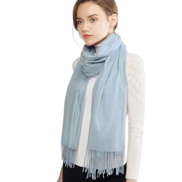 RIIQIICHY Pashmina Shawl for Women Weddings Wraps for Evening Dresses Grey Scarfs for Winter Warm La...