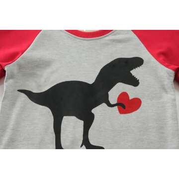 Little Hand Toddler Boys Valentine's Day Outfits Dinosaur Sweatshirt Pullover Long Sleeve Shirts 6t