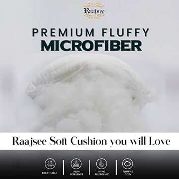 raajsee 18X18 Pillow Inserts (White, Set of 2), Soft Cotton Covering Down Alternative - Square Pillow Stuffing Fluffy Pillow Forms Sham Stuffer for Sofa Couch Living Room