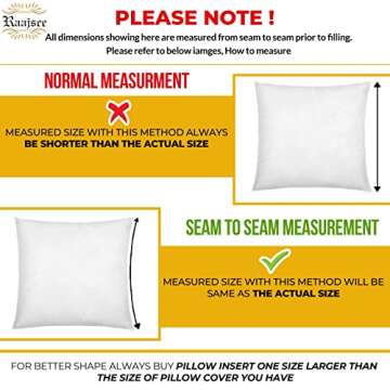 raajsee 18X18 Pillow Inserts (White, Set of 2), Soft Cotton Covering Down Alternative - Square Pillow Stuffing Fluffy Pillow Forms Sham Stuffer for Sofa Couch Living Room
