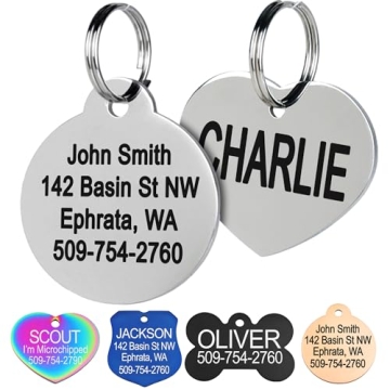 GoTags Stainless Steel Pet ID Tags, Personalized Dog Tags and Cat Tags, up to 8 Lines of Custom Text...