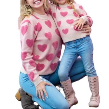 WOBONIU Mommy Me Valentine's Day Sweatshirt Love Heart Outfit
