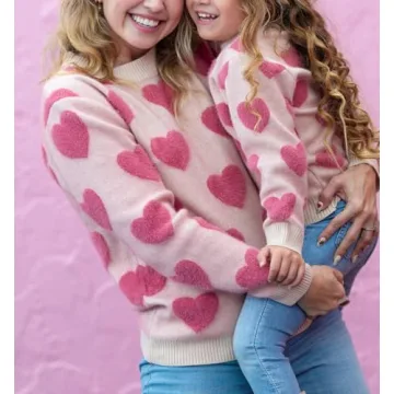 WOBONIU Mommy Me Valentine's Day Sweatshirt Love Heart Outfit