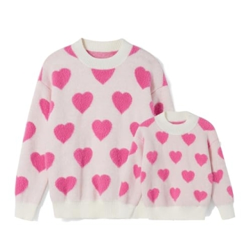 WOBONIU Mommy Me Valentine's Day Sweatshirt Love Heart Outfit