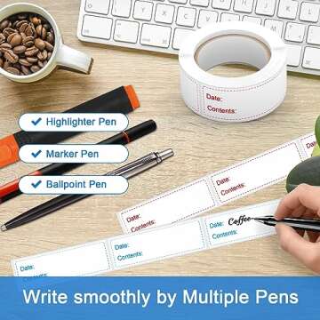 Risepekt Freezer Labels, 300 Pcs Removable Food Storage Labels for Containers, 1x3 inch, Waterproof, Oil Resistant, No-Residue, Super Sticky, for Kitchen, Restaurants, Grocery Stores, Markets