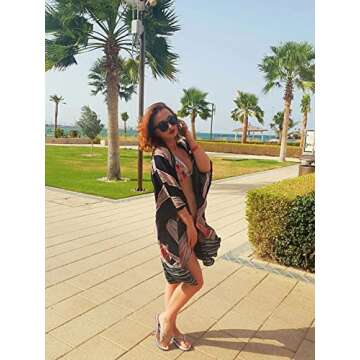 SweatyRocks Women Kimono Vintage Floral Beach Cover Up Vintage Floral X-Large