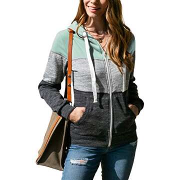 DOUBLJU Women’s Lightweight Zip-Up Casual Hoodie Jacket