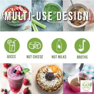 GO NUTS Nut Milk Bag 2 Pack Premium Quality BPA Free Nylon Plant-Based Milk Strainer, washable & Reusable for Almond Milk, Cold Brew, Juices, and More – Triple-Stitched, Chef-Approved ”12x12”