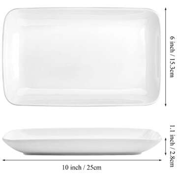 Foraineam Rectangular Salad Plates, 10 Inch White Porcelain Dessert Appetizer Plates Set, Dishwasher...