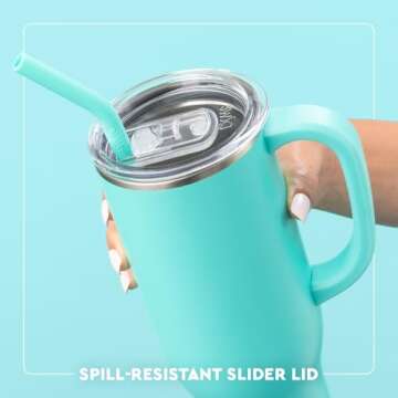 Swig Life 30oz Mega Mug, 30 oz Tumbler with Handle and Straw, Cup Holder Friendly, Dishwasher Safe, Extra Large Insulated Tumbler, Stainless Steel Water Bottle (Holly Jolly)