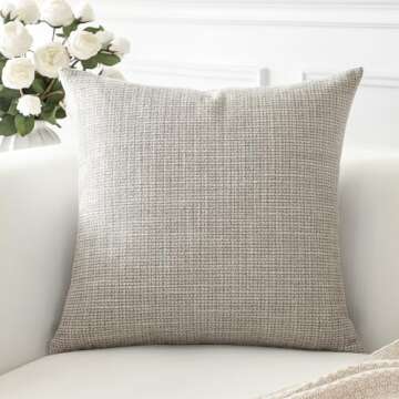 OTOSTAR Linen Throw Pillow Cover Set of 1 Decorative Square Pillowcases Cushion Covers 22x22 Inch fo...