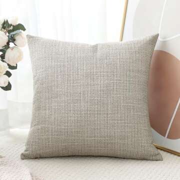 OTOSTAR Linen Pillow Cover 22x22 Inch for Home Decor