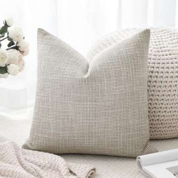 OTOSTAR Linen Pillow Cover 22x22 Inch for Home Decor