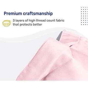 3-Pack Cloth Face Masks, Three Layers of Soft Cotton Fabric, Reusable Washable, Elastic Ear Loops, Skin-Friendly Face Masks for Women and Men |(L/XL)