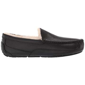 UGG Men's Ascot Slipper - Cozy Black Leather Comfort