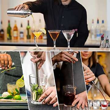 LIVEHITOP Cocktail Shaker Set, Stainless Steel Bartending Kit with 25 oz Martini Shaker, Jigger, Strainer, Mixing Spoon, Muddler, Recipe, Professional Bar Tools Gifts for Him Her