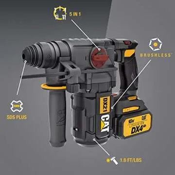 Caterpillar Cat® 18V 1 FOR ALL 1” Cordless Rotary Hammer Drill with Brushless Motor and Two Batte...