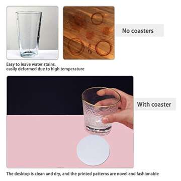 White Round Coasters,10 Pcs 4 Inch Sublimation Blank Coasters for Office Home Bar Thanksgiving Christmas Crafts Painting Heat Press Picture Logo